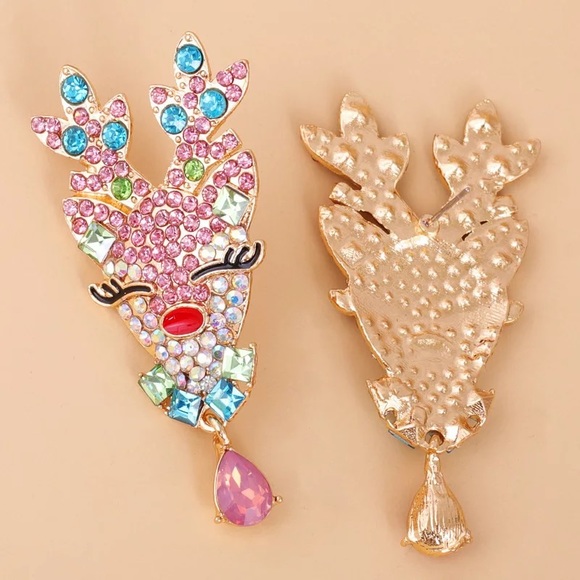 Gift Idea - Christmas Reindeer Earrings - Pink - Picture 4 of 7